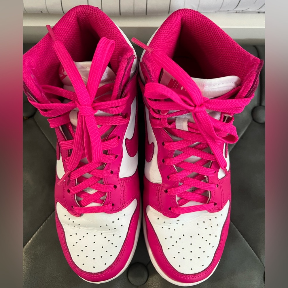 Nike Pink and White Sneakers High-Top Style